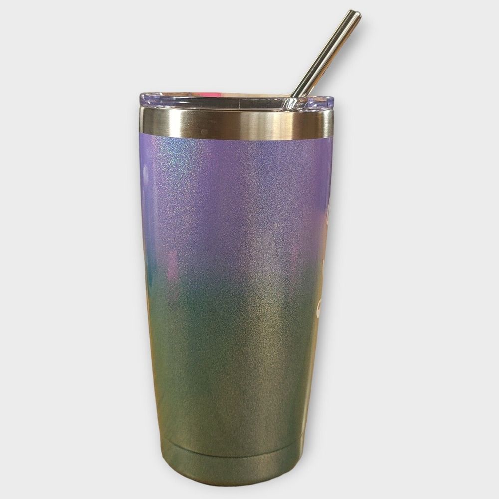 "Boss Lady" 16oz Tumbler with Metal Straw Green/Purple - Picture 4 of 6